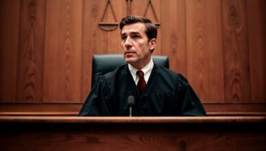 Juiz na sala tribunal