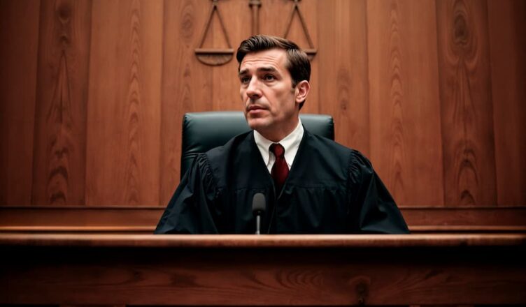 Juiz na sala tribunal